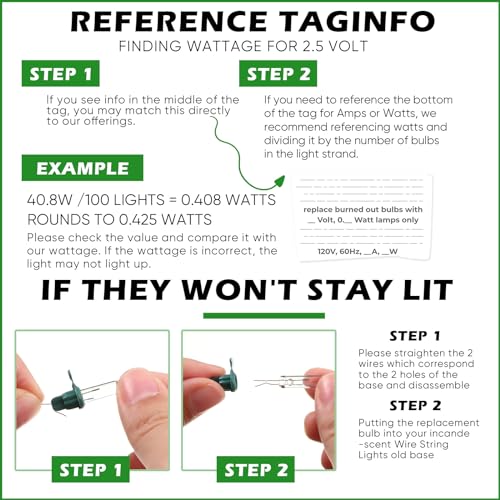 Mudder 100 Pcs Mini Christmas 2.5 Volt Replacement Light Bulbs for Christmas Trees Decorative Light Supplies Indoor Outdoor Xmas Decor, 0.17 Ampere, 0.42 Watt (Clear)