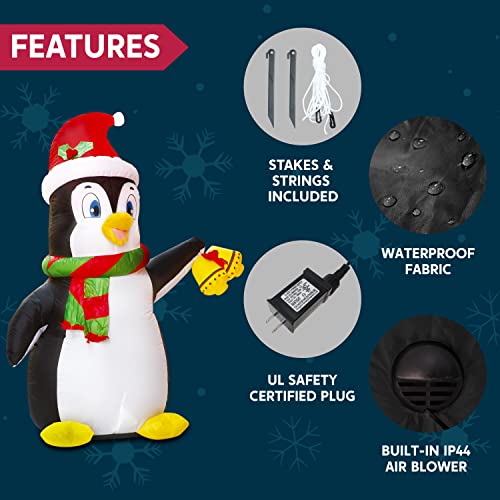 Joiedomi 5FT Inflatable Penguin Holiday Yard Decoration with Built-in LEDs