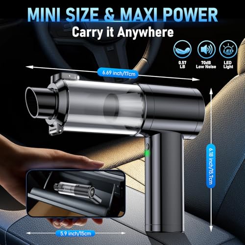FAOGO Gray Cordless Car Vacuum 35000Pa Powerful Handheld Cleaner with 6-in-1 Attachments