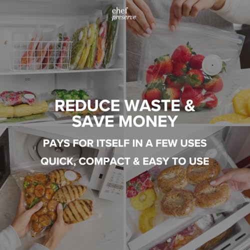 Chef Preserve Reusable BPA-Free Vacuum Sealer Bags 30 Large (12x13 in) for Food Storage, Freezer, Microwave, Odor & Leak-Proof