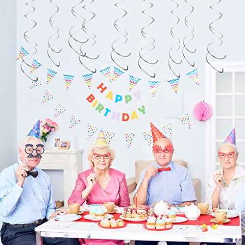 12 Pieces Hanging Swirl Decorations Plastic Streamer Party Swirl Spiral Decorations for Ceiling, Wedding Baby Shower Birthday Party Supply (Silver)