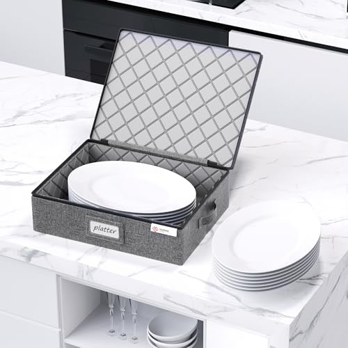 Heavy Duty China Plate & Dish Storage Container Set - Hard Shell Organizer for Moving & Safekeeping