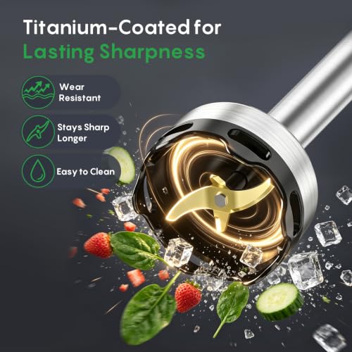 FRESKO Silver Handheld Immersion Blender with Variable Speed Trigger