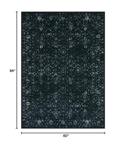 Hedlive Vintage Black Rug for Bedroom, Non Slip Washable Area Rugs