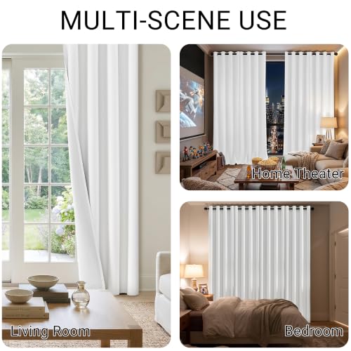 52W x 63L Linen Blackout Curtains - White, 2 Panels for Bedroom
