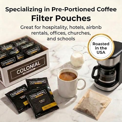 Dark Roast Coffee Filter Packs - 0.5oz, 150 Count for 4-Cup Coffee Makers - Hotel-Style Pre-Ground Coffee
