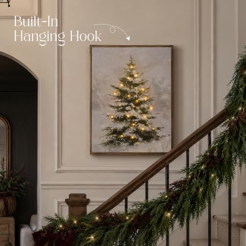 18x24-Inch Lighted Snowy Tree Canvas Wall Decor - Christmas Holiday Artwork