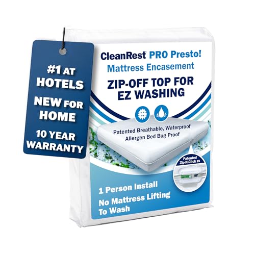 CleanRest PRO Presto! Zip-Off Queen Mattress Encasement Waterproof Bed Bug & Allergens