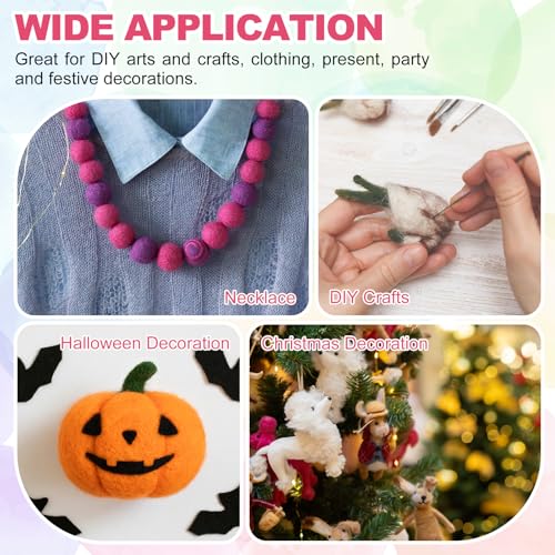 PATIKIL 20pcs 1.5cm Light Green Wool Felt Balls Beads