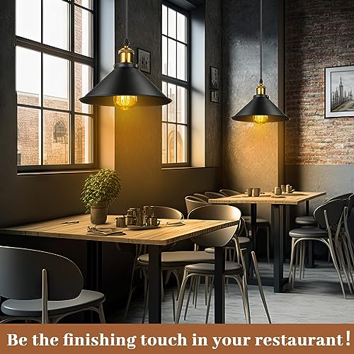 Retisee Black Industrial Pendant Light 12 Pack Vintage Metal E26 Fixtures