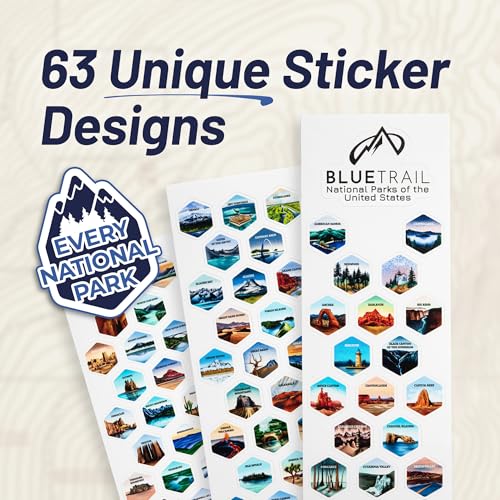 BlueTrail National Parks Water Bottle with Stickers - Midnight Edition