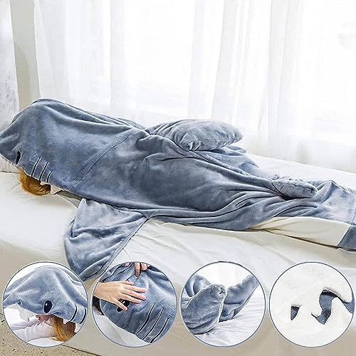 inkArts Shark Blanket Hoodie Onesie for Adults & Kids XXL Wearable Sleeping Bag