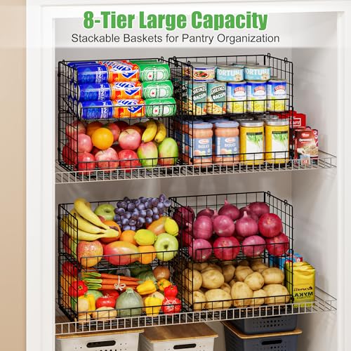 JKsmart 8-Tier XXL Stackable Wire Basket Storage Organizer - 16.15"x11.81"x63"