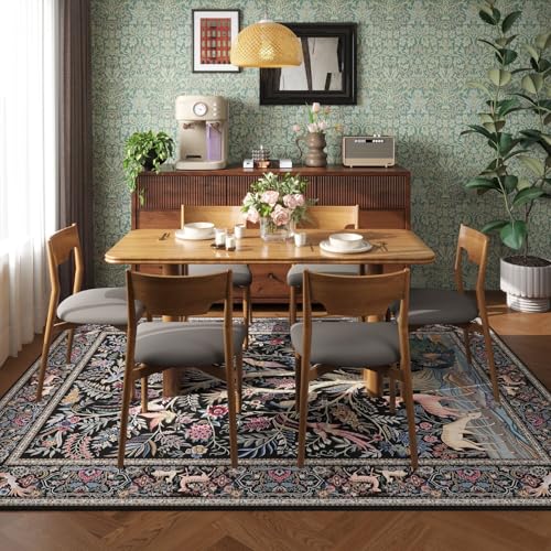 Rugcomf Large Area Rug 8x10 Washable Non Slip Tree of Life-Patterned,