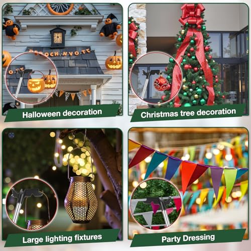 Nigelia 15ft Christmas Light Hanging Pole with Utility Hook - Adjustable Extension for Outdoor String Lights
