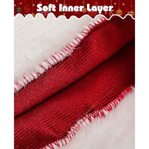 Santa Hat, Wine Red Christmas Hat for Adults Unisex Velvet Comfort Xmas Hat for New Year Festive Holiday Party Supplies