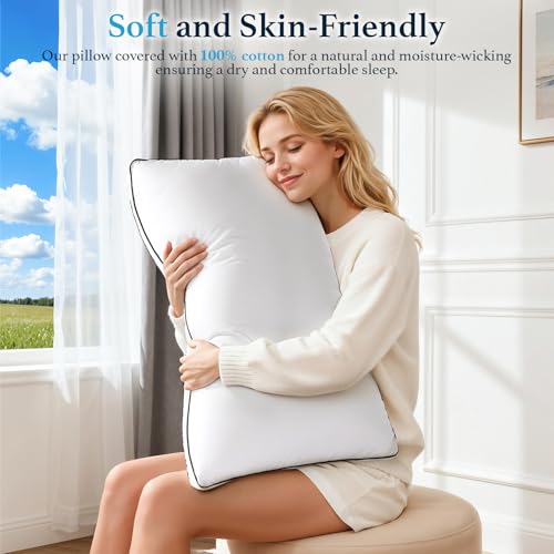 Luxury Hungarian Goose Down Pillow 2 Pack - Supportive & Soft for Sleepers