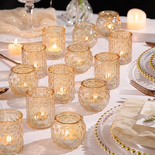 NITIME 36 Pcs Gold Votive Candle Holders Set Wedding Party Decor