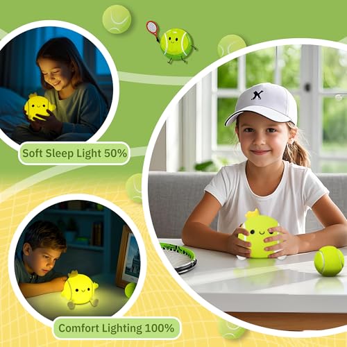Tennis Gifts, Tennis Ball Night Light for Boys-Rechargeable Squishy Silicone Lamp,Cute Tennis Ball lamp for Tennis Sports Lovers Boys Girls Birthday Gifts