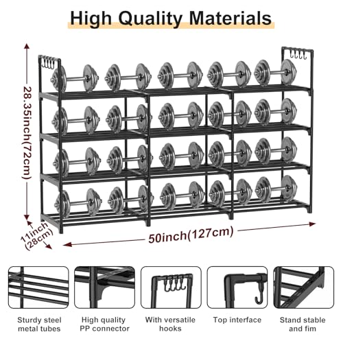3 Row 4 Tier Shoe Rack - Stackable Metal Shoe Organizer with Hooks, Holds 24-30 Pairs - Space Saving Closet Storage - Black - Variation of THIS listing