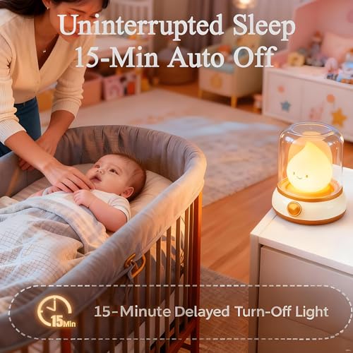 Cute Kids Night Light for Nursery - Retro Rechargeable Light with Timer, Cozy Desk Lamp Gift for Kids, Toddler & Mom | Desk Accessories (Yellow)