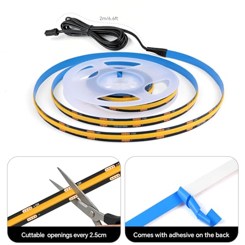 AIMENGTE 6 x 6.6ft 12V COB LED Cabinet Lights Dimmable Warm White Strip Kit