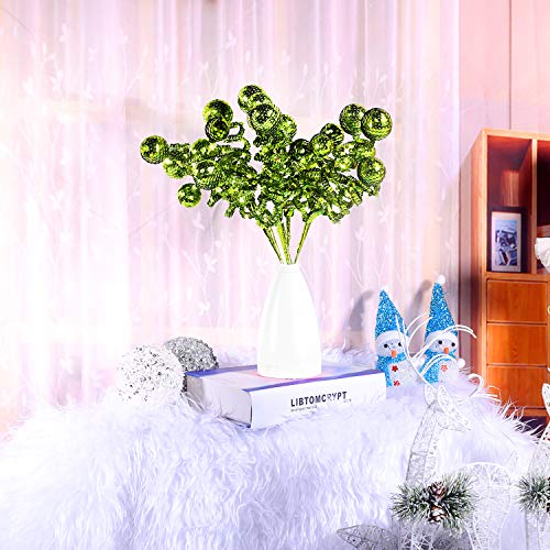 ZHANYIGY 14.5in Green Sequin Ball Curly Pick Christmas Tree Topper