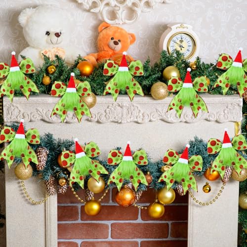 Christmas Bow Decorations 12 Pack 6 Inch Red & Green Polka Dot Holiday Wreath & Tree Ornaments