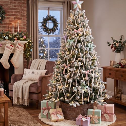 Hicarer Pastel Christmas Candy Cane Ornaments, 25 Pcs, 6in Acrylic Xmas Tree Decorations