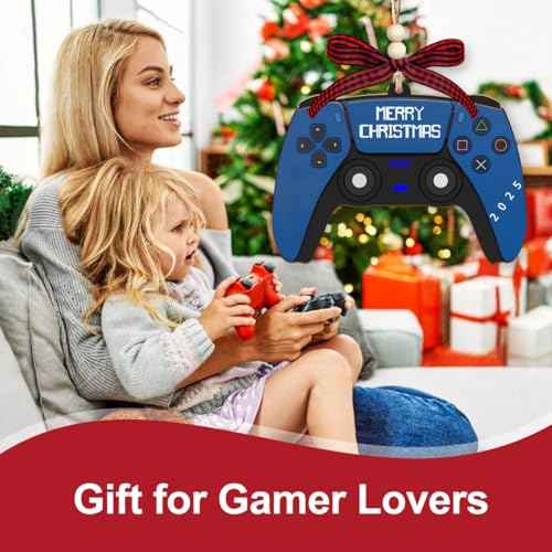 Gaming Christmas Ornaments 2025, Gamer Ornament for Christmas Tree, Wooden Video Game Controller Ornament, Unique Christmas Ornaments for Kids Teens