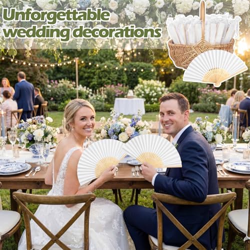 101 Pack Wedding Fans for Guests - DIY Foldable Hand Fans Bulk Set