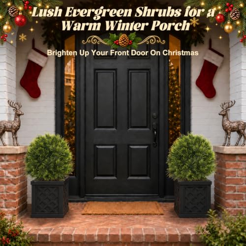 Yangrass 2PCS Buddhist Pine Topiary Trees with Ground Spike for Christmas Decor