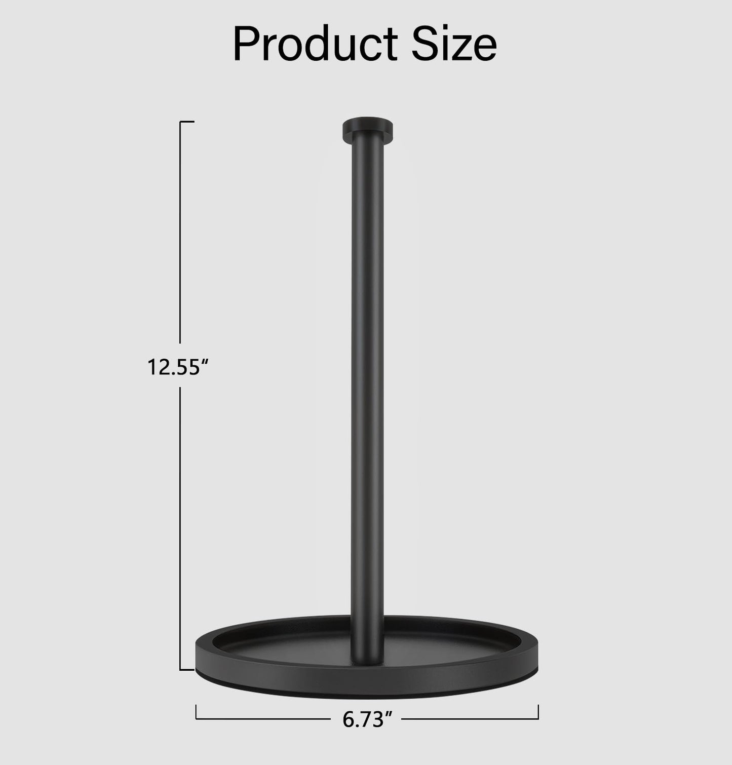 Paper Towel Holder Countertop, Stainless Steel Standing Paper Roll Holder with Anti Slip Weighted Base, Freestanding Paper Towel Holders for Kitchen, Matte Black