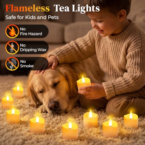 12Pcs Rechargeable Tealights with Remote & 24H Cycle Timer – YiaMia 12 Pack