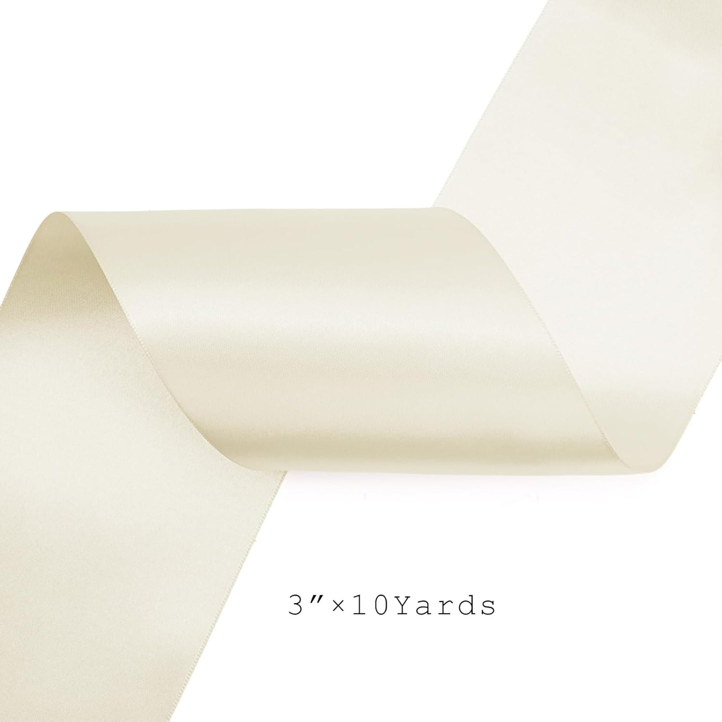 LaRibbons Ivory Satin Ribbon - 3 Inch x 10 Yards | Double-Faced for Bouquets, Gifts & Crafts