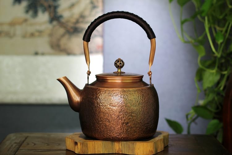 Large Handmade Copper Teapot 1700ml Stovetop Kettle Pure Red Copper No Coating