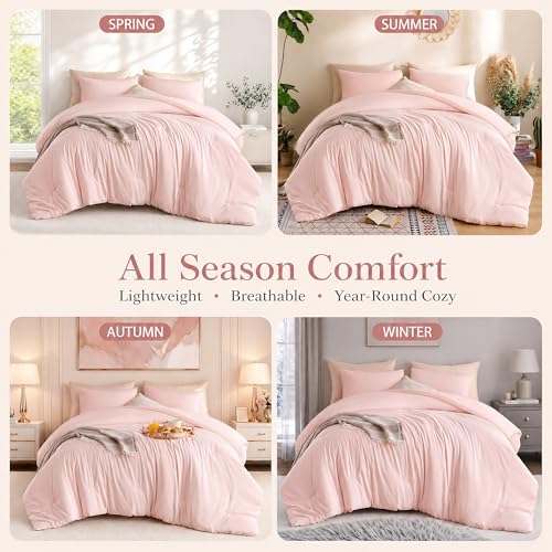 Weigelia Pink Blush Full Comforter Set All Season Lightweight Bedding