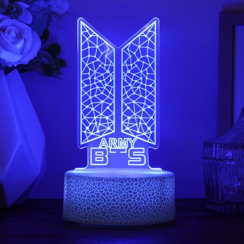 Bangtan Boys 7 Colors LED Acrylic Night Light Bedside Lamps Bedroom Home Room Decoration for Army Fans Gifts