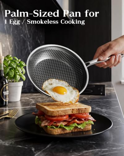 7-Inch Honeycomb Nonstick Frying Pan with Lid - PFAS-Free All Cooktop