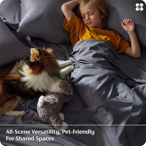 Dark Grey King Size Rayon Derived from Bamboo Sheet Set - Cooling & Silky Soft
