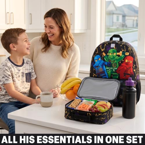 Get Trend Lego Ninjago Boys Backpack 4-Piece Set with Lunch Bag & Water Bottle - Multi