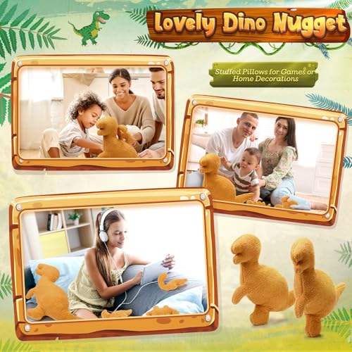5 Pcs Plush Dinosaur Nugget Pillow Set, 16 Inch Large Stuffed Dinosaur with 4 Plush Babies in Zippered Belly Soft Dino Pillow Gifts for Birthday Collection Party Decors