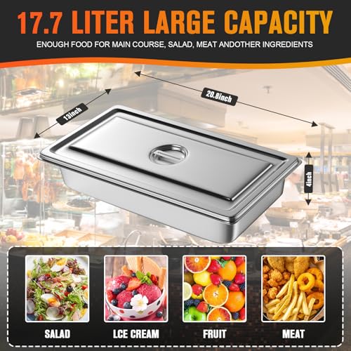 HLHgirl 1/1 Size 4-Inch Deep Stainless Steel Steam Table Pan with Lid - Pack of 4