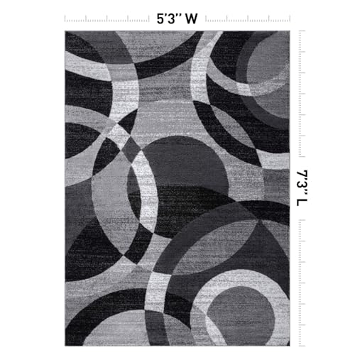 Rugshop 5'3" x 7'3" Gray Overlapping Circles Modern Geometric Area Rug