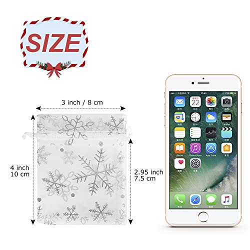 HRX Package 100pcs Snowflake Organza Gift Bags Christmas 3x4 inch,