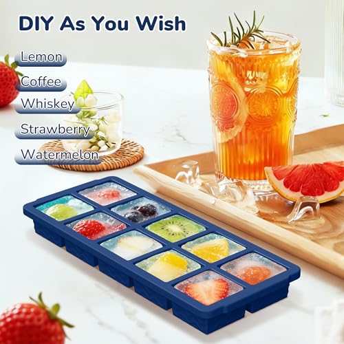 Silicone Freezer Trays with Lid - Midnight Blue, 4-Pack, Stackable Meal Prep Molds