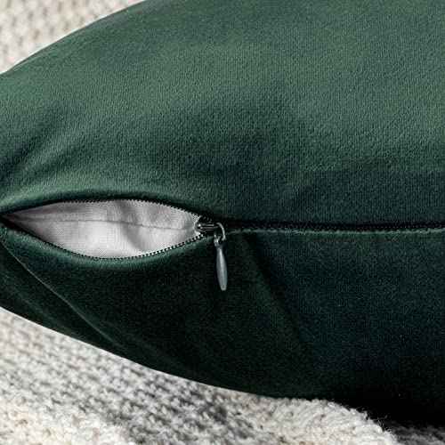 EMEMA Pack of 2 Velvet Christmas Throw Pillow Covers Decorative Rectangle Pillowcase Soft Solid Cushion Case for Sofa Bedroom Chair Car 12x20 Inch Dark Green