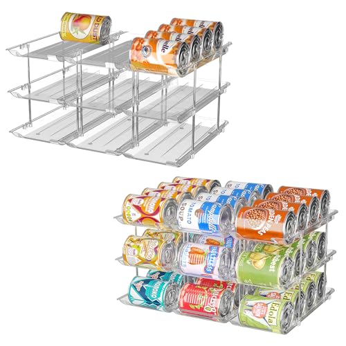 Attelite 3-Tier Stackable Can Organizer 6 Sets with Automatic Rolling - Pantry Storage Rack