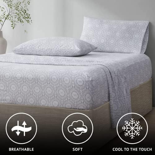 Comfort Spaces 100% Cotton Sheet Set - Breathable & Lightweight Bedding | Twin Adelia Gray, 3 Pieces