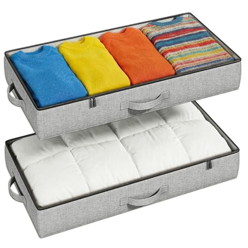 2-Pack Under Bed Storage Containers - 4.5 Inch Tall Clothes & Shoe Organizer, Grey Variation of THIS Listing